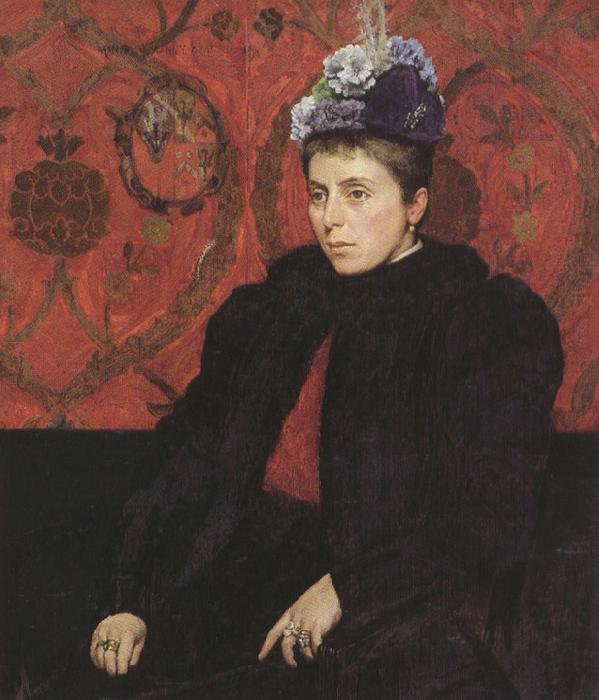 Sir james dromgole linton,P.R.I. Portrait of Mrs Minie Sidney,aged 39 (mk37) oil painting picture
